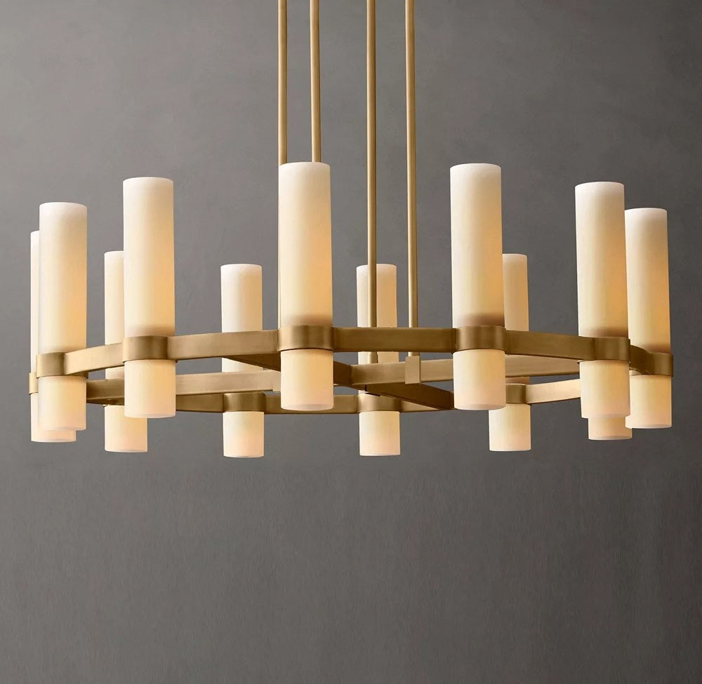 Ravelle Round Milk Glass Chandelier 60"