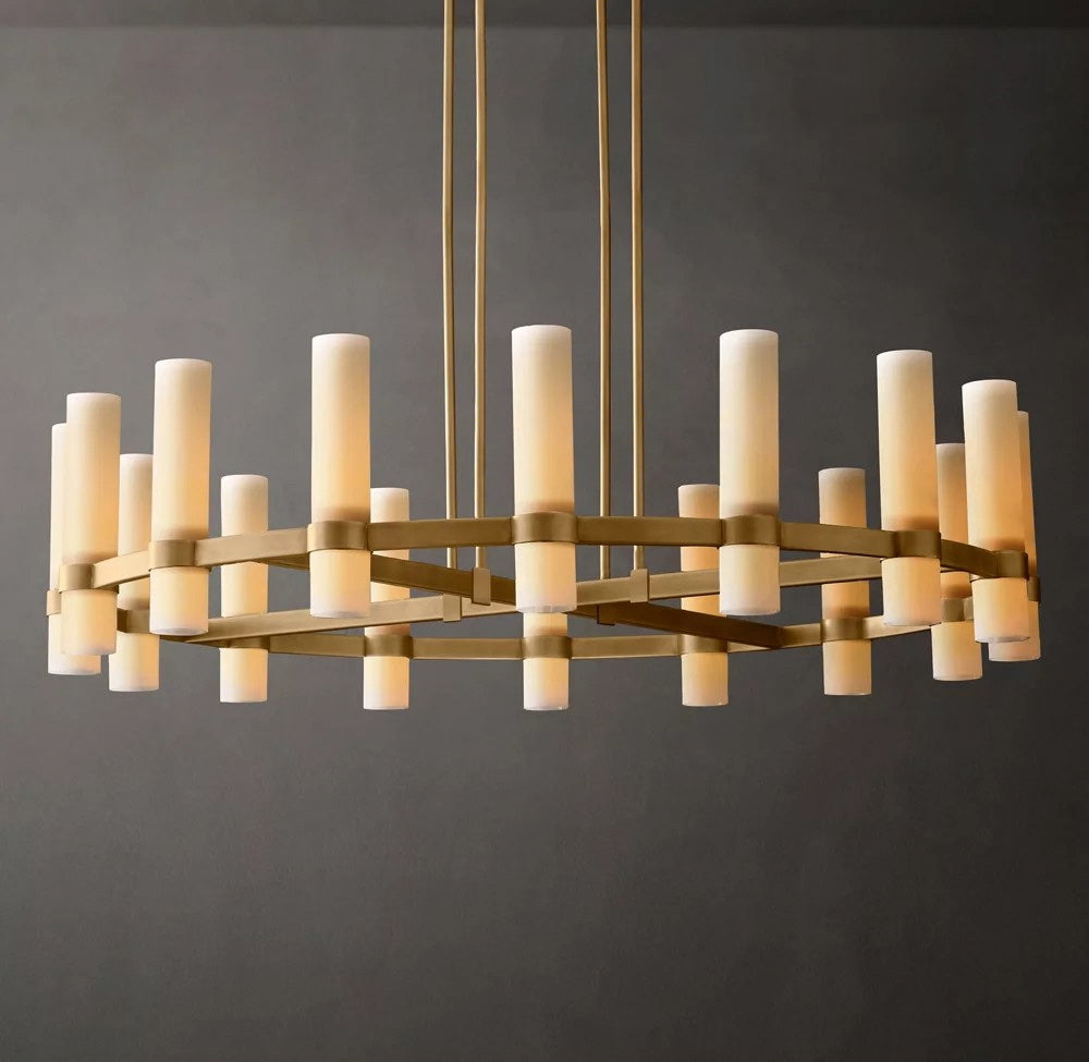 Ravelle Round Milk Glass Chandelier 48"