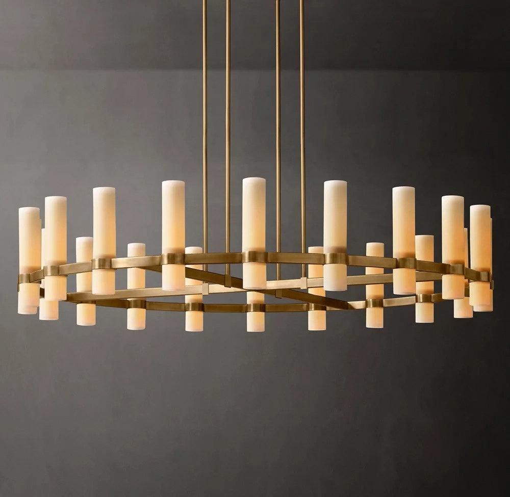 Ravelle Round Milk Glass Chandelier 60"