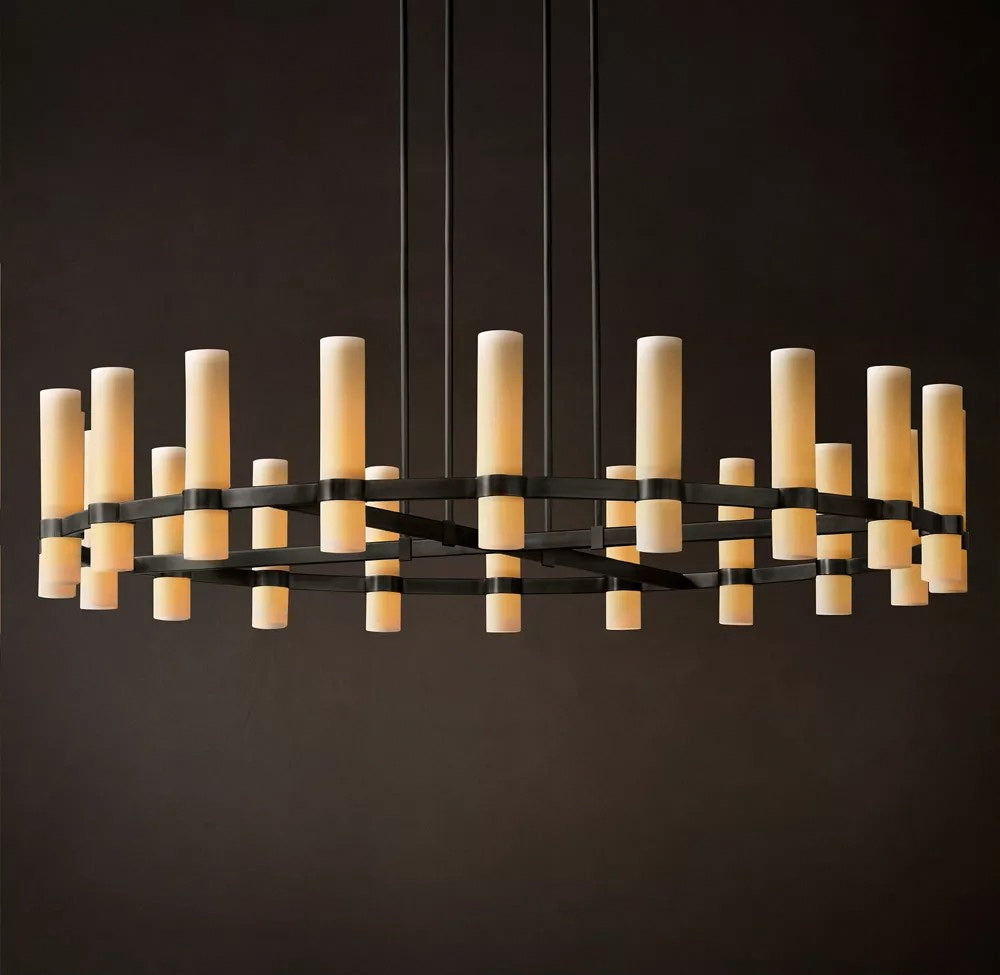 Ravelle Round Milk Glass Chandelier 60"