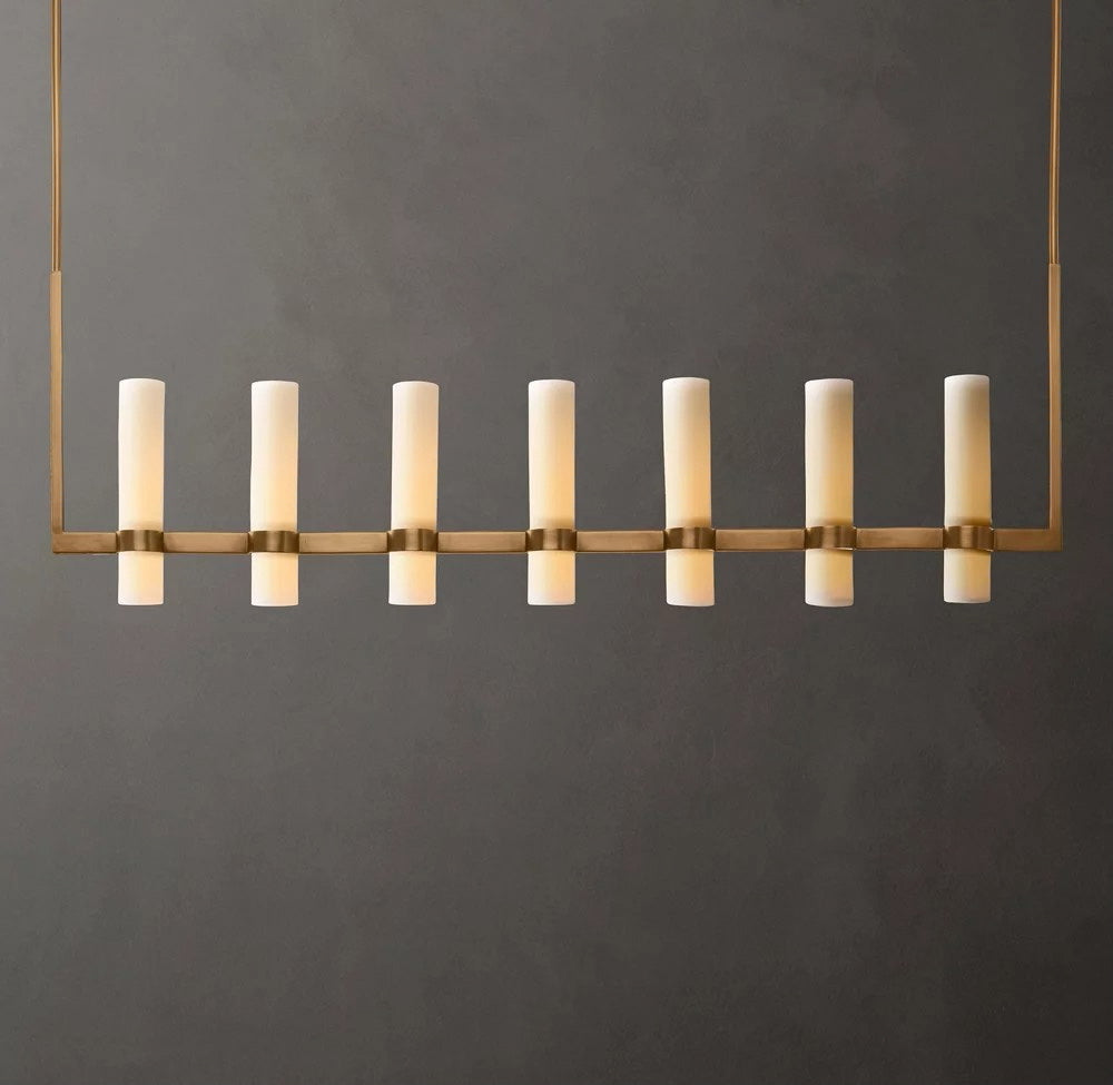 Ravelle Linear Milk Glass Chandelier 71"