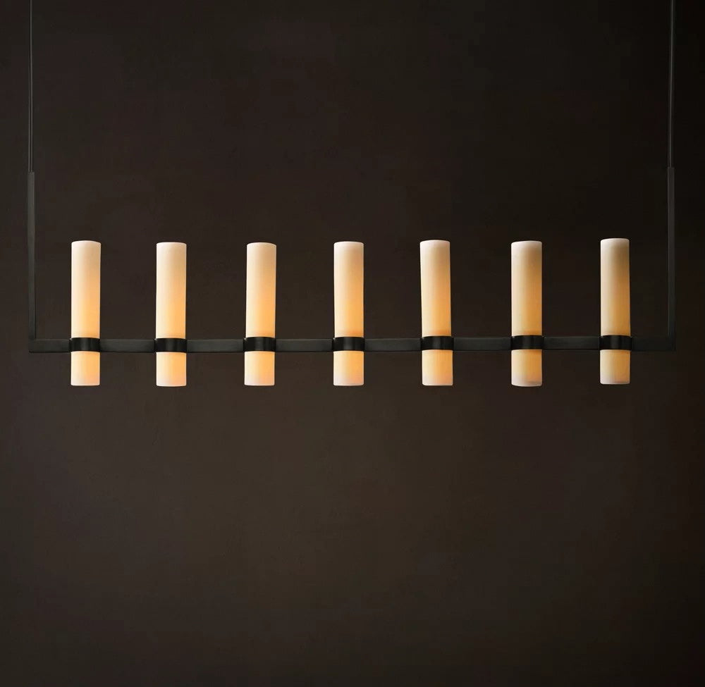 Ravelle Linear Milk Glass Chandelier  59“