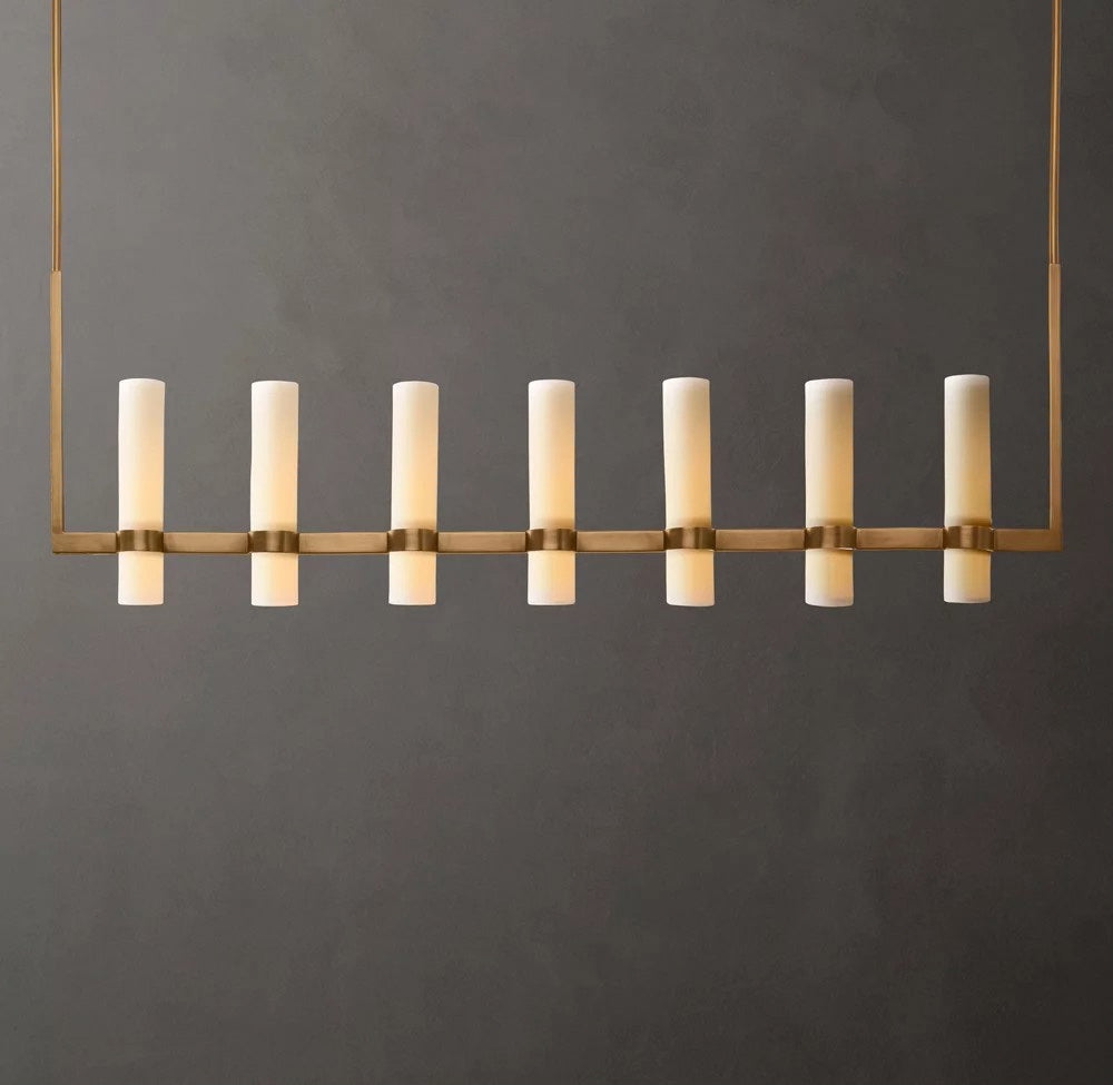 Ravelle Linear Milk Glass Chandelier  59“