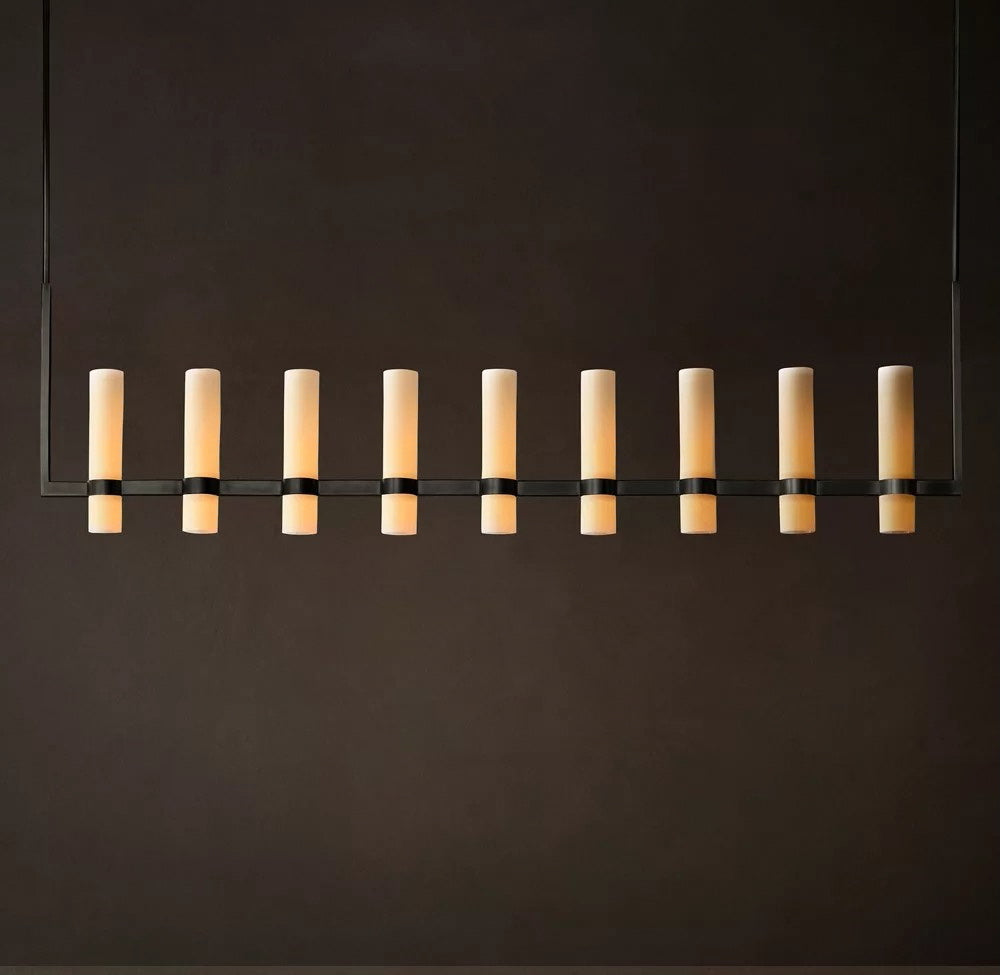 Ravelle Linear Milk Glass Chandelier 71"