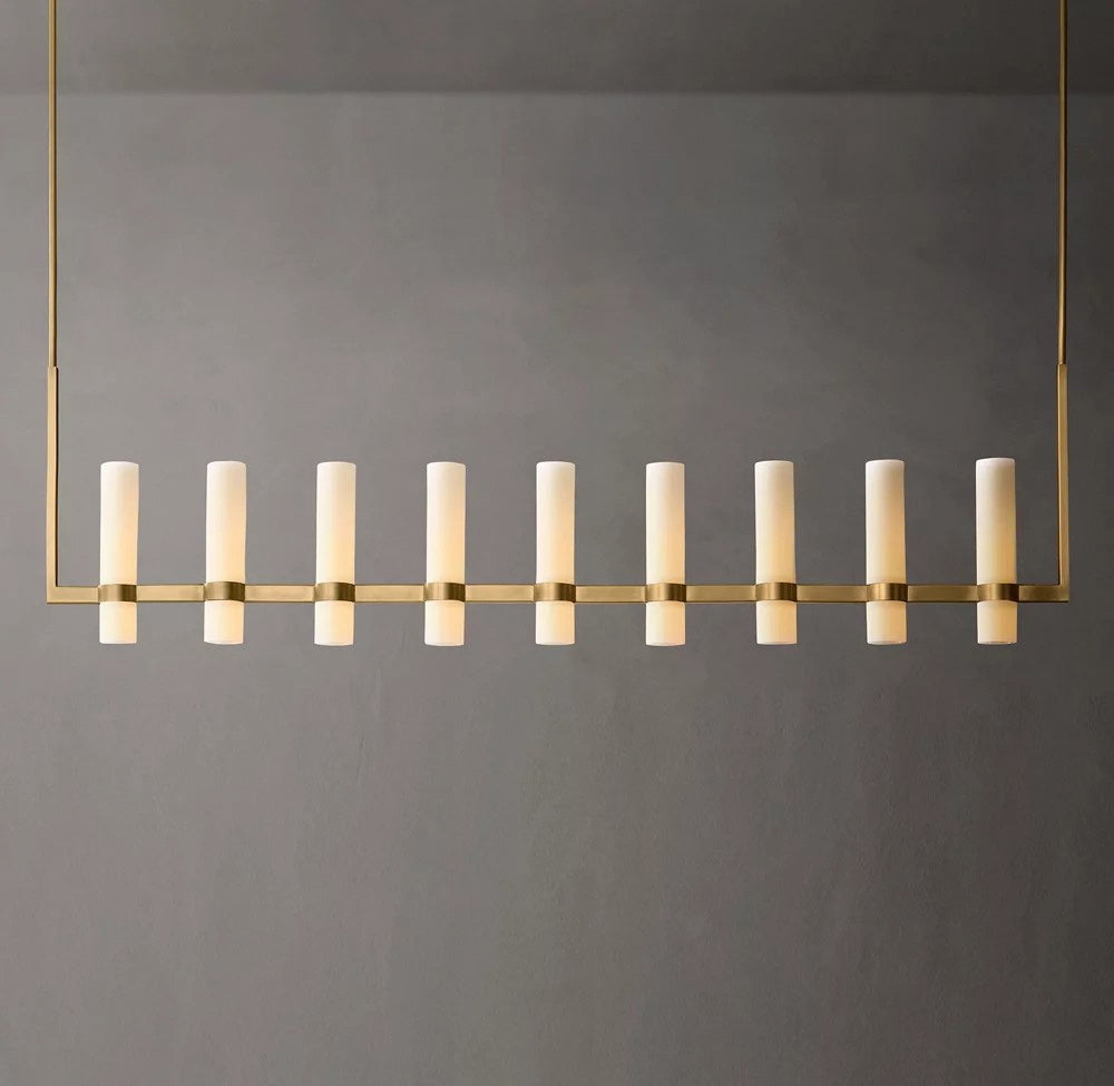 Ravelle Linear Milk Glass Chandelier  59“